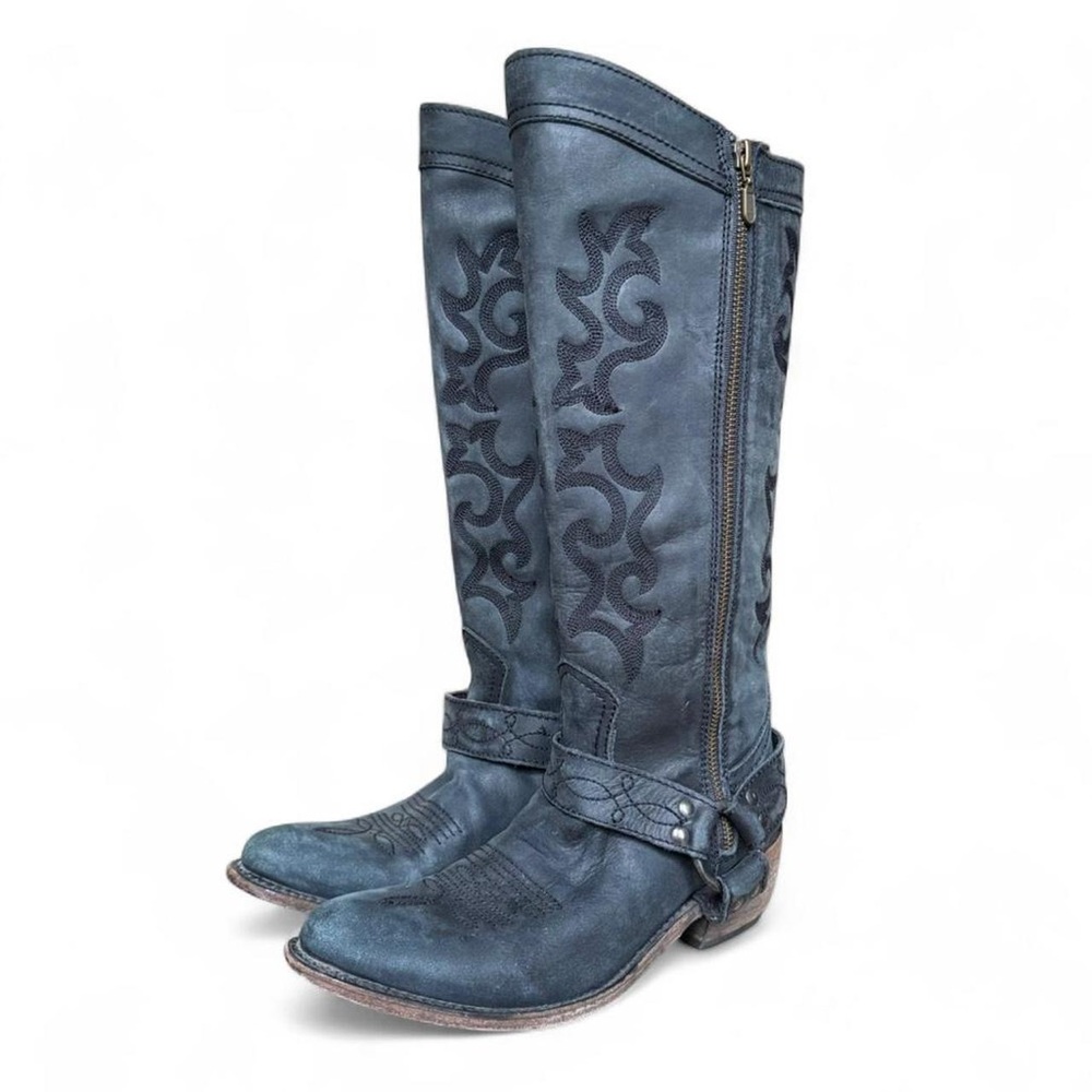 Liberty black moto western below the knee cowboy boots size 7.5